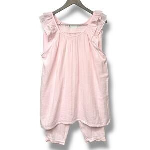 Ella Simone Pajama Set PJS Cloud Soft Gauze Cotton Top Capri Pants Ruffle Sz XL
